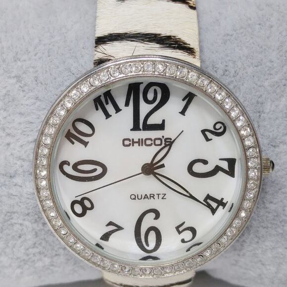 Chico's Animal Print Leather Watch, White Face, Animal Print Band, 9 Inches - Picture 2 of 11